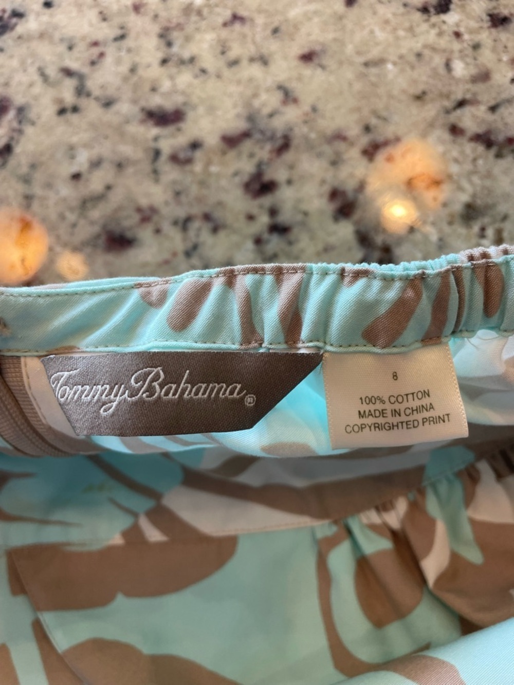 Pristine Y2K Tommy Bahama 100% cotton Mint and Beige Floral Halter Sundress 8 - Picture 4 of 7